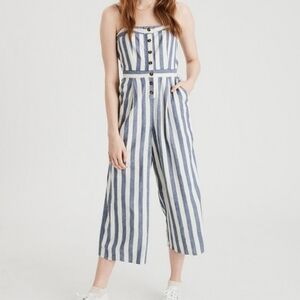 American Eagle Striped Cropped Jumpsuit